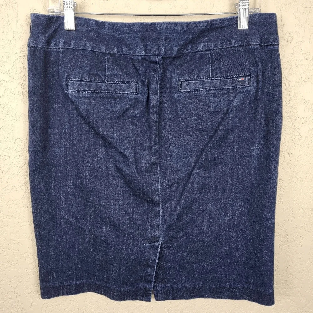 Tommy Hilfiger Vintage Dark Wash Denim Pencil Skirt Size 8 (6905)